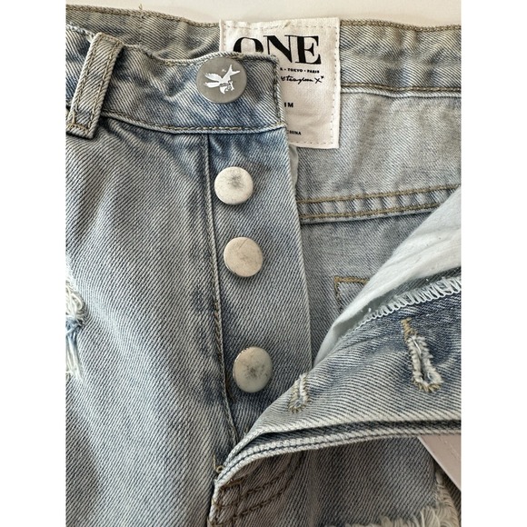 One by One Teaspoon Distressed Skirt Women 24 Denim Cotton Casual Button Fly New - Picture 11 of 11